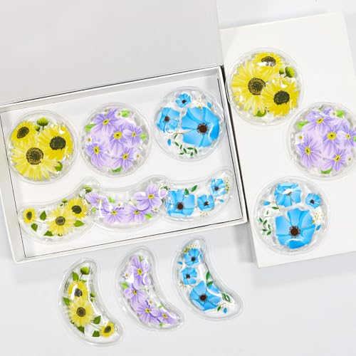 Image of 4PCS Gel Eye Ice Pack Set, Cold & Hot Compress, Reusable Cooling Gel Pads for Strain Relief, Swelling, Dark Circles, Redness, Puffy Eyes, Surgery Recovery(4 Purple flowers)
