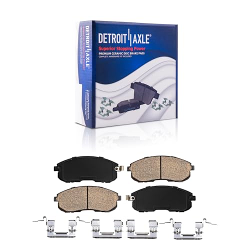 Image of Detroit Axle - Front Brake Kit for 2007-2012 Nissan Sentra Versa | 2009-2014 Cube Drilled & Slotted Disc Brakes Rotors Ceramic Brake Pads 2008 2009 2010 2011 2012 2013 Replacement