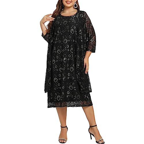 Women's Plus Size 2 Piece Mother of The Bride Dress Formal Evening Jacket Set Mother Gifts Special Occasion Party Dresses - Main Image