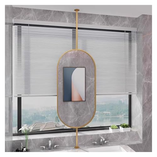 360°回転可能な天井取り付け式フローティング両面ミラー、曇り止めバスルーム化粧鏡、自宅やホテル用(Gold,40x80cm)