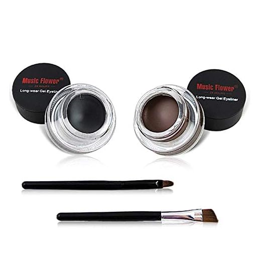 UCANBE 2 in 1 Black and Brown Gel Eyeliner Set, High Pigmented Waterproof Matte Smudge-proof Eye Liner, 24 Hours Work Great with Eyebrow, 2 Pcs Eye Makeup Brushes Included Makeup Gift Kit