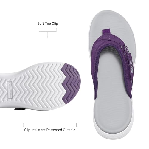 DREAM PAIRS DREAM PAIRS Women's Arch Support Flip Flops Comfortable Thong Sandals,Size 8,Purple,Breeze-1