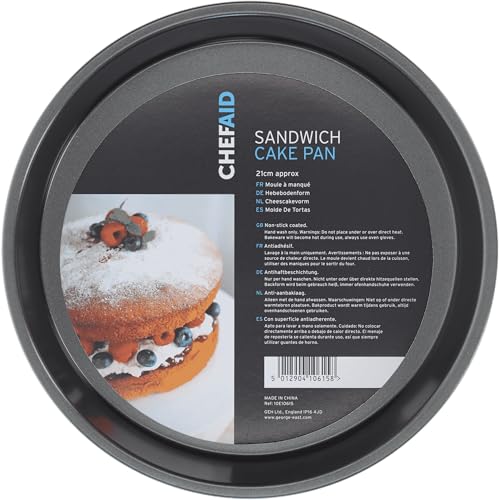 Chef Aid Antihaft Runder Kuchenform mit Fester Basis, Auslaufsicher, Kühlschrank- und Gefrierschrankgeeignet, Grau, 21 cm