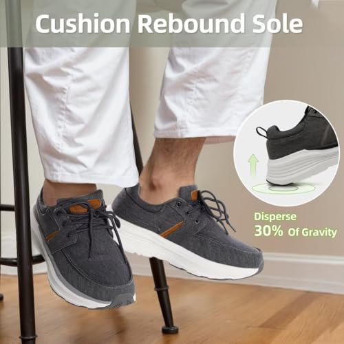 OrthoComfoot Men's Orthopedic Outdoor Slip-On Loafers Walking Shoes: Arch Support Plantar Fasciitis Sneakers, Comfort Classic Canvas Shoes for Foot and Heel Pain2