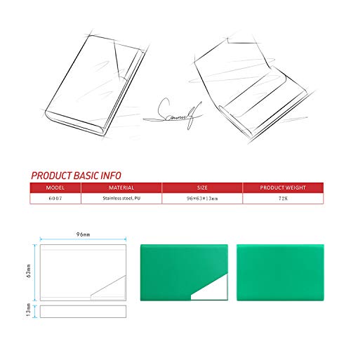 Padike Business Card Holder Luxury Pu Leather & Stainless Steel Multi Card Case,Business Name Card Holder Wallet Credit Card Id Case/Holder For Men & Women - Keep Your Business Cards Clean(Y-Gn) #TOP2