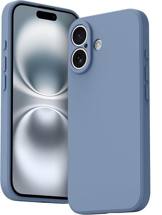 Image of DIZORO Compatible for iPhone 16 Case 6.1, Slim Liquid Silicone 3 Layers Full Covered Soft Gel Rubber Phone Case Protective Back Cover 6.1 Inch - Lavender Grey