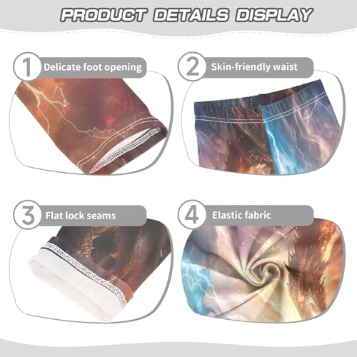 Toddler Girls Leggings Printed Yoga Pants Leggings Blue Yellow Dragon for Kids3