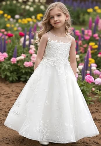 Tulle Flower Girl Dresses for Wedding Lace Appliques First Communion Dress Girls Pageant Party Ball Gown3