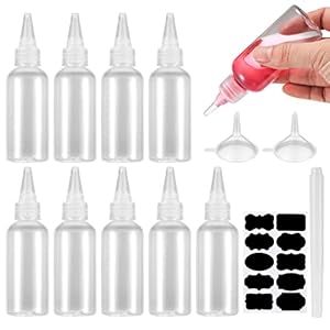 10 Piezas Botellas Pequeñas de Plástico(5 Piezas 100 ml, 5 Piezas 60 ml), Botella Dispensadoras de Exprimir Vacía, con Embudos, Etiquetas, Bolígrafos