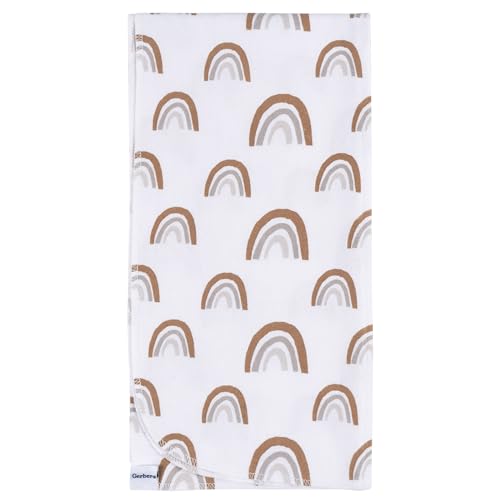 Image of Gerber Unisex Baby 100% Cotton Flannel Receiving Blankets 30x30 Inches (Pack of 4), Boho Rainbow, One Size