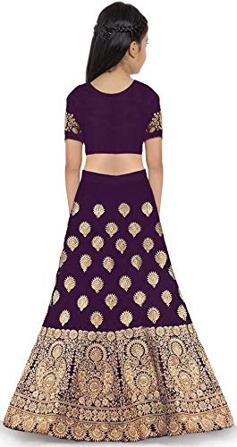 Image of Girl's Raw Silk Semi-stitched Lehenga Choli