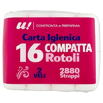 U! Confronta e Risparmia Carta Igienica Compatta, 16 Rotoli