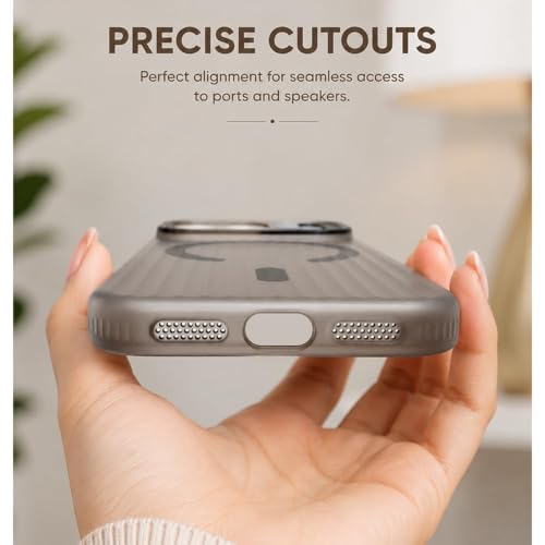 Image of keeshar MagPro Stripe case for Apple iPhone 17 Pro Black Frosted Transparent PC Hard Back Cover Camera & Body Protection|Anti Shock,Scratch Resistant Wireless Charging Compatible