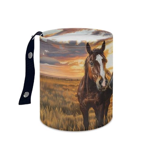 Image of Horse Mini Car Trash Bin with Adjustable Buttons Car Garbage Can Multipurpose Cars Storage Bag Collapsible Reusable