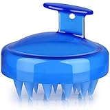 Hair Scalp Massager, Original Soft Silicone Shampoo Brush Head Tourmaline Contained (Blue)