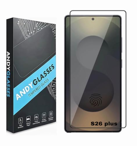 Image of Tempered Glass Screen Protector Compatible for Samsung Galaxy s26 Plus 5G (Black) with Edge to Edge Coverage (Ultrasonic Fingerprint Working) and Easy Installation Kit,Pack Of 1
