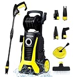 BESTSOON High Electric Pressure Washer Power Washer with 360° Spinner Wheels, High Power Cleaner Sprayer Detergent Bottle Turbo Nozzle (HGYO05-3600PSI)