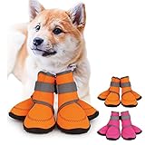 犬靴 ドッグシューズ ドッグブーツ 犬用靴 【 防水 脱げにくい すべり止め 肉球保護 夜間反射テープ付き 介護 大型犬 中型犬 小型犬 犬靴 犬の靴 犬用 犬のくつ (オレンジ・XS) 】 ＜ ドッグトレーニングアドバイザー監修 ＞ 犬猫工房【 30日以内 サイズ交換無料・全額返金保証 】