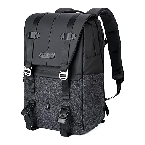 K&F Concept® 3-in-1 Camera Backpack, Fully Open + Side Open Photography Bag, for 1 Camera + 4 Lenses + 15.6’’ Laptop, for Canon/Nikon/Sony/DJI Mavic Drone Cover