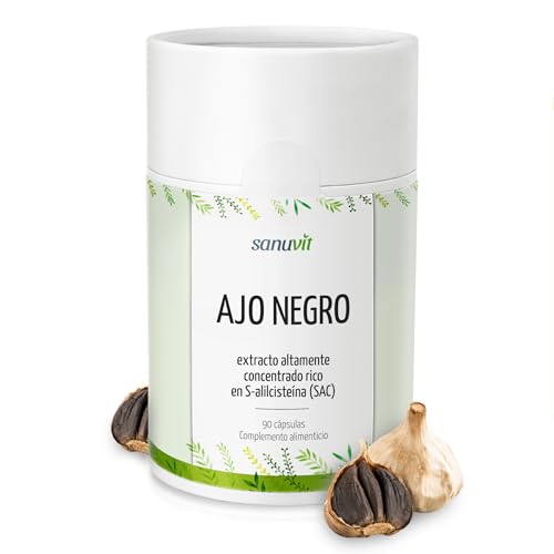 Sanuvit® - Ajo negro 600 mg por cápsula | 90 cápsulas | Allium sativum | Altamente dosificado | Extracto 15:1 | Alta biodisponibilidad y tolerancia | Vegano