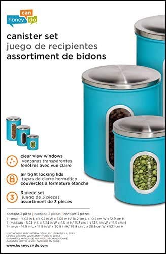 Honey-Can-Do Kch-01312 3-Piece Metal Nested Canister Storage Set, Blue #TOP4