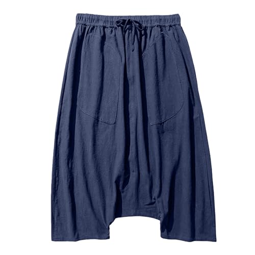 Men's Harem Pants Overalls Shorts Day Pants Wide Leg Pants Knee Length Pants3