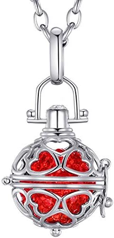 Morella Women Necklace Stainless Steel 70 cm 27,5" with Hearts Pendant for Sound Balls Ø 16 mm 0,63" in a Velvet Jewelry Bag