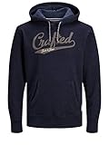 Jack & Jones JJ30STRUCTURE Application Sweat Hood LS Sudadera con Capucha, Black Iris, L para Hombre