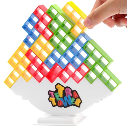 Kiapeak 48 Pcs Tetra Tower Stacking Blocks Balance Game, Family Board Games, Balancing Stacking Toys Building Blocks for Parties, Travel
