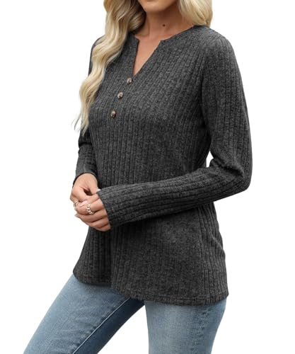 Image of XMTOPYE Sweaters for Women Fashion Long Sleeve Tops Pullover V Neck Casual Loose Sweatshirt