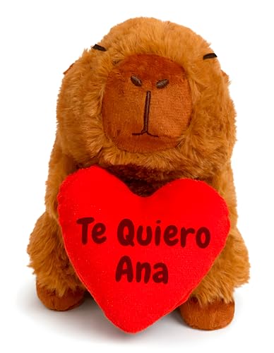 Imagen de Peluche Personalizado La Capibara Amorosa con Corazón para Personalizar con Nombre o Mensaje Regalo Divertido Capibara de Peluche Suave para niños o Parejas