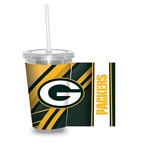 Image of Rico Industries NFL Football 16oz Clear Tumbler W /Straw for NFL Fans