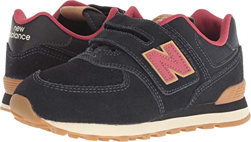 Image of New Balance Kid's 574 V1 Hook and Loop Sneaker, Black /Earth Red, 4.5 W Big Kid (8-12 Years)