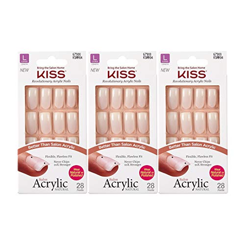 KISS Salon Acrylic Natural Nails KSAN (3 PACK, KSAN04)