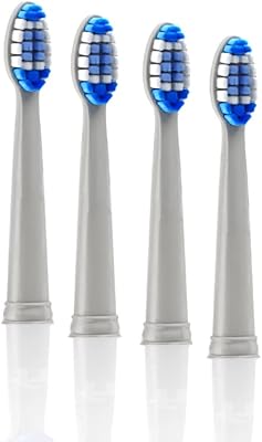 4-Pack Pop Sonic Replacement Electronic Toothbrush Heads, Compatible with Go Sonic, USB, Pro Sonic Toothbrushes w/Soft Dupont Tynex Nylon Bristles