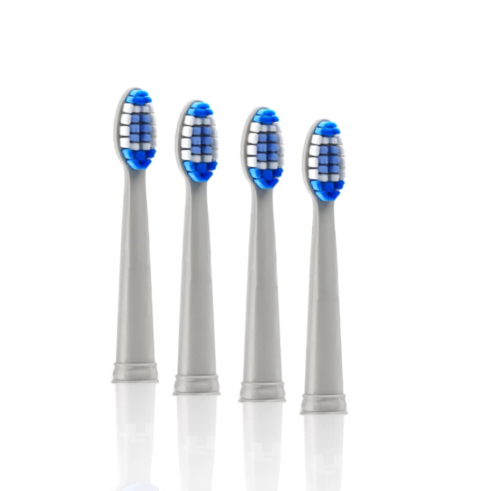 4-Pack Pop Sonic Replacement Electronic Toothbrush Heads, Compatible with Go Sonic, USB, Pro Sonic Toothbrushes w/Soft Dupont Tynex Nylon Bristles