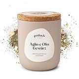 Potluck | Aglio e Olio Gewürz | Gewürzmischung im Keramiktopf | 60g | Vegan, glutenfrei und mit natürlichen Inhaltsstoffen
