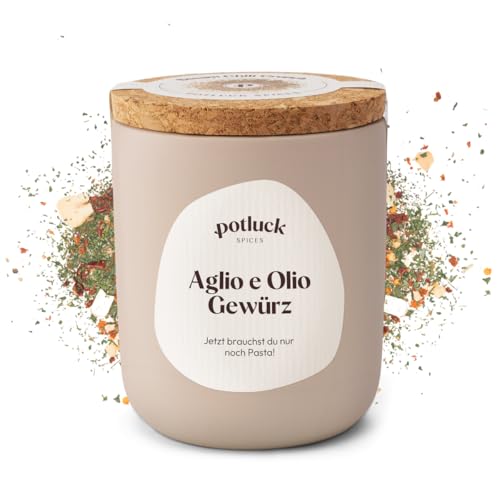 Potluck | Aglio e Olio Gewürz | Gewürzmischung im Keramiktopf | 60g | Vegan, glutenfrei und mit...