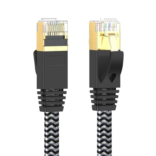 GLCON Cat 7 Ethernet Cable 10M Flat Gigabit RJ45 High Speed Lan Network Cable Long Internet Patch Cable for PC, PS4/5, Modem, Router, Home, Office