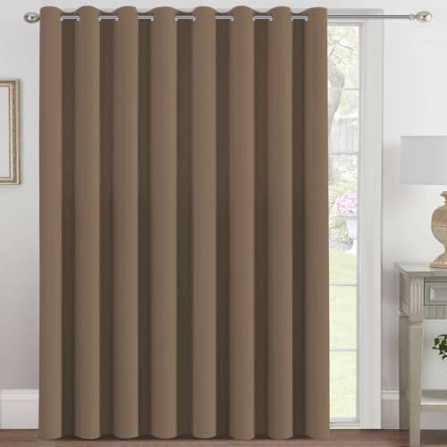Image of H.VERSAILTEX Blackout Patio Curtains 100 x 108 Inches for Sliding Door Extral Wide Blackout Curtain Panels Thermal Insulated Room Divider - Grommet Top, 9' Tall by 8.5' Wide - Macchiato