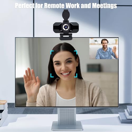 IFaca Webcam Full HD 1080p avec Deux Microphones,Upgraded Autofocus, 30fps,avec réduction du Bruit,avec Privacy Shutter,Webcam USB Plug and Play pour vidéoconférence/appels en Ligne/Streaming en – Image 5