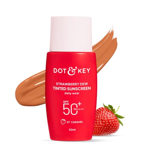 Image of Dot & Key Strawberry Dew Tinted Sunscreen In-Vivo Tested SPF 50+ PA++++ With New-Age UV Filters, Brightens & Protects Skin, Ultra-light, Blends Easily, With Niacinamide, Natural Finish, Non-Sticky | 50ml