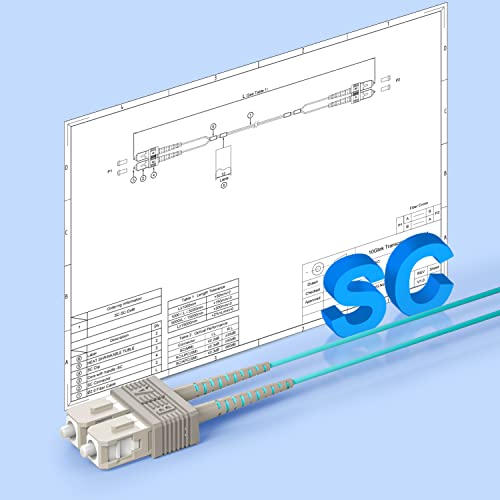Image of 10Gtek Fiber Patch Cable - SC to SC OM3 10Gb /Gigabit Multi-Mode Jumper Duplex 50 /125μm LSZH Fiber Optic Cord, Aqua, 3-Meter(9.8ft)