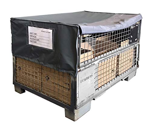 QUICK STAR Gitterbox Abdeckung 125x85x50cm Grau Schutzhaube Abdeckplane Staubschutz Palettenmöbel