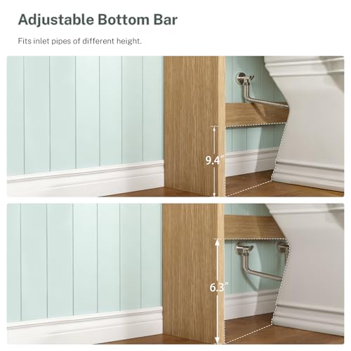 Image of TEENFON Over The Toilet Storage Cabinet with 4 Open Shelves and Adjustable Shelf, Extra Tall Bathroom Organizer Unit with 2 Wood Doors, Home Space Saver for Bathroom, Laundry Room, Natural