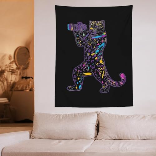 Tapiz colgante vertical con leopardo, arte alegre para tu sala de estar 6