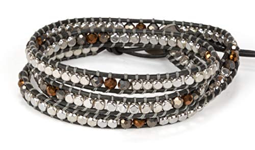 SPUNKYsoul 3 (Triple) Wrap Bead Bracelet for Women Collection (Gray Silver)
