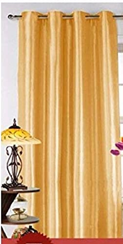 Image of Curtains 7 Feet Long for Living Room - Door Curtains Set of 1 Pcs Panel, Curtain Solid Parda for Home Decor & Office Gold Colour 7 feet (48 x 84 Inch) - 1 Pcs