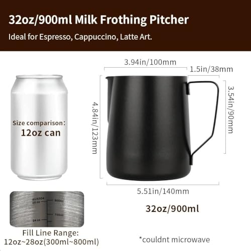 Image of watchget 32oz Milk Frothing Pitcher Stainless Steel Espresso Steaming Jug