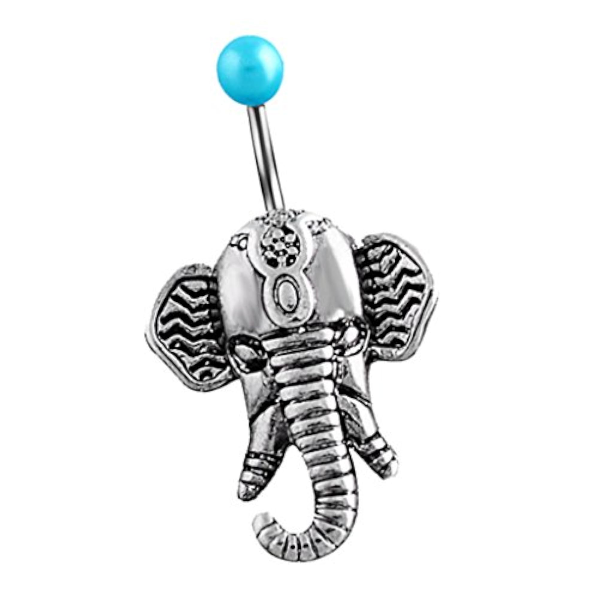 Silver Elephant Belly Button Stainless Steel Navel Ring